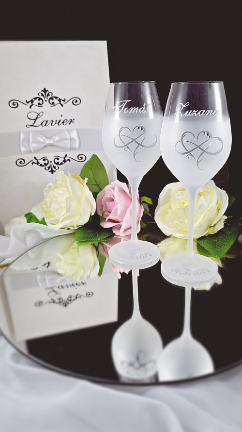 Celopieskované svadobné poháre na víno - nekonečná láska-img