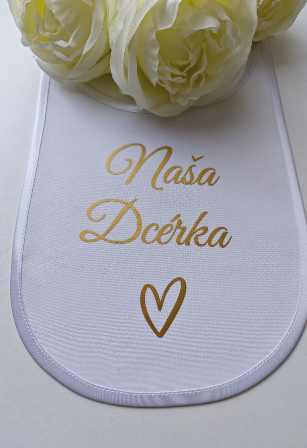 Detský podbradník nepersonalizovaný "Naša Dcérka" so zlatou potlačou-img