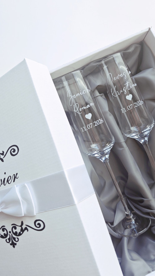 Svadobné poháre Charizma klasika s nápismi Ženích a Nevesta-img